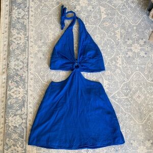 Blanco by Nature Royal Blue Cutout Cotton Summer Dress – Halter Mini
